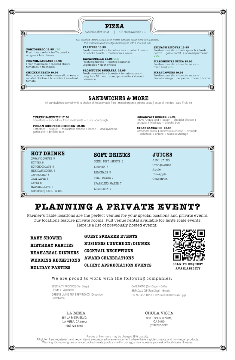 Farmer's Table La Mesa Menu - Image 4